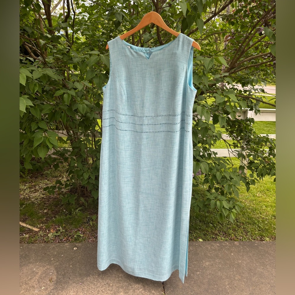Blue Sleeveless Sheath Maxi Dress, Mod dress, square neckline, Vintage feel